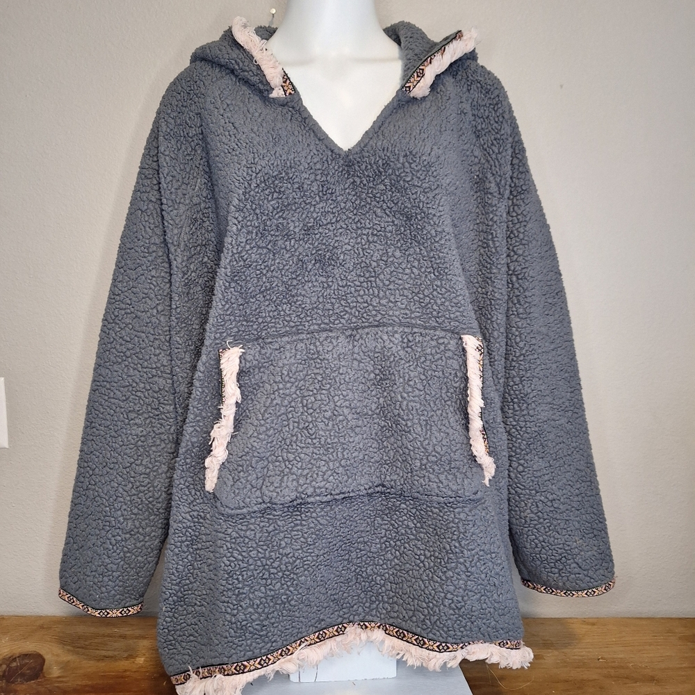 Natural Life Grey Fleece Blanket Hoodie Size One Size